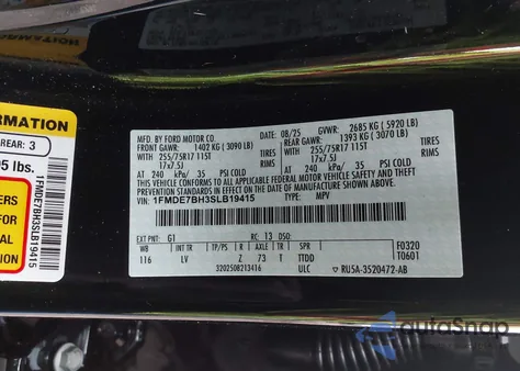 2025 Ford Bronco Big Bend z USA, uszkodzony, nr VIN 1FMDE7BH3SLB19415